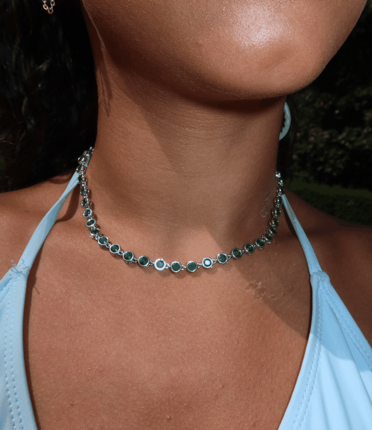 VIVIAN TENNIS NECKLACE IN GREEN
