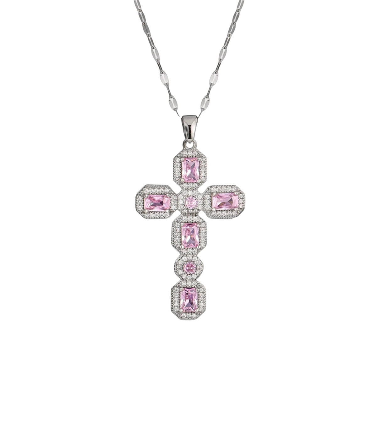 AMARA CROSS NECKLACE IN PINK