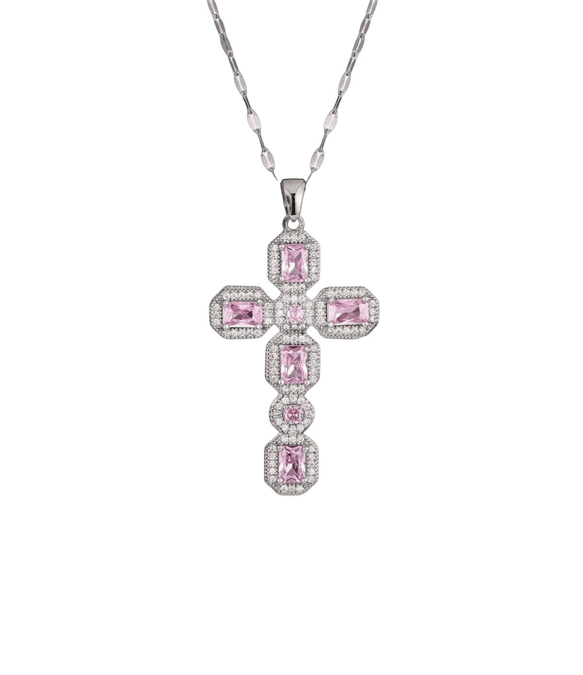 AMARA CROSS NECKLACE IN PINK