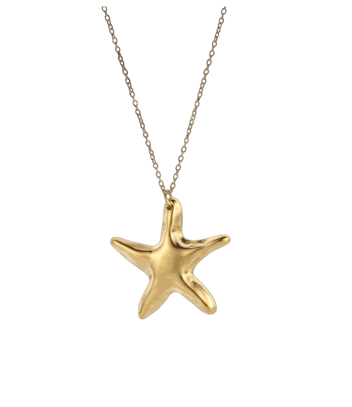 ATHENA STARFISH NECKLACE with a gold-tone metal chain and a smooth, sculptural five-point starfish pendant