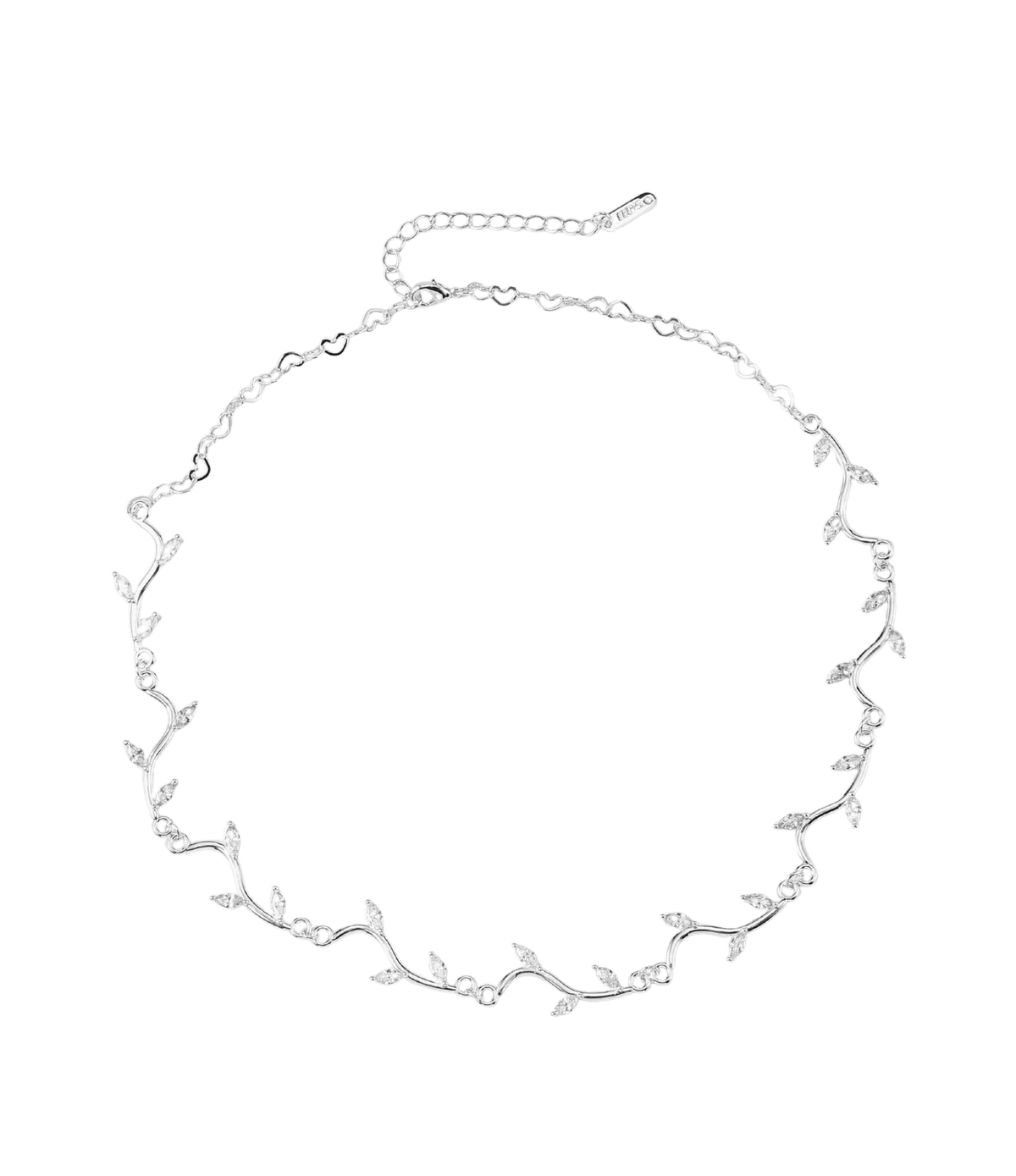Ivy Necklace in silver-tone metal, with a delicate chain and curved vine-like links forming an organic design.