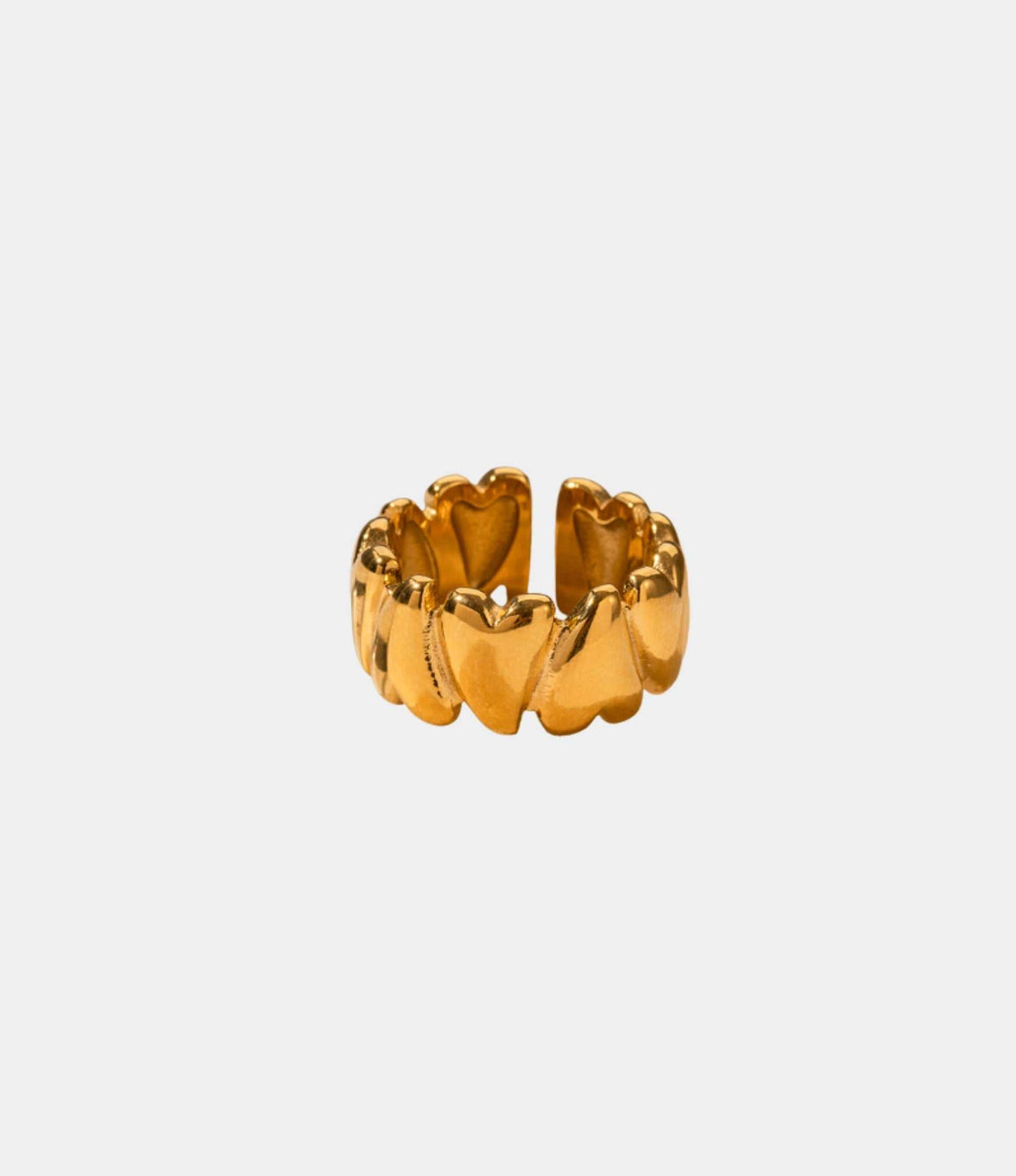 MARGO RING in glossy gold-tone metal with a chunky sculpted design and rounded, irregular panels around the band