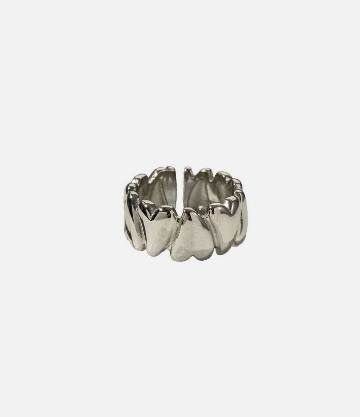 MARGO RING in silver-tone metal with a bold sculptural band of irregular, rounded petal-like segments