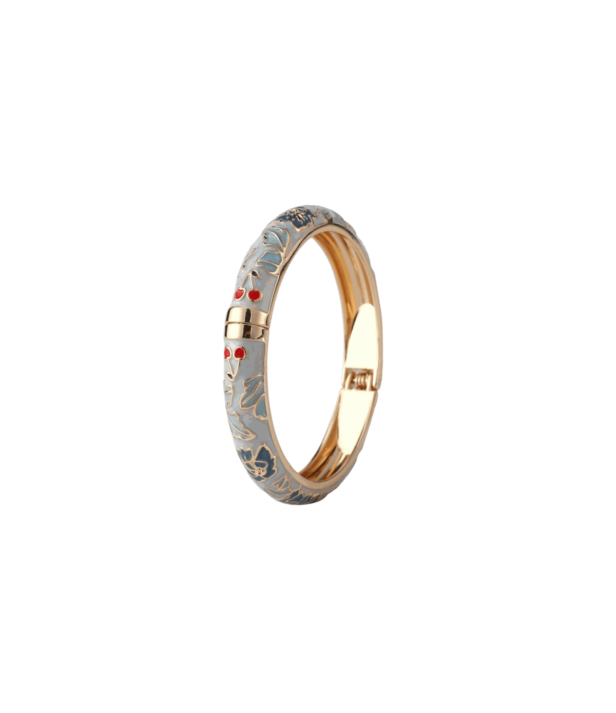 Vienna Enamel Bangle - Chinese cloisonné bangle in pale blue enamel with gold-tone metal detailing and red accents
