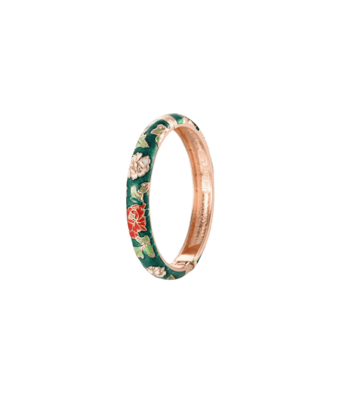 VIENNA ENAMEL BANGLE with a green floral enamel pattern, glossy finish and rose-gold-toned metal detailing.