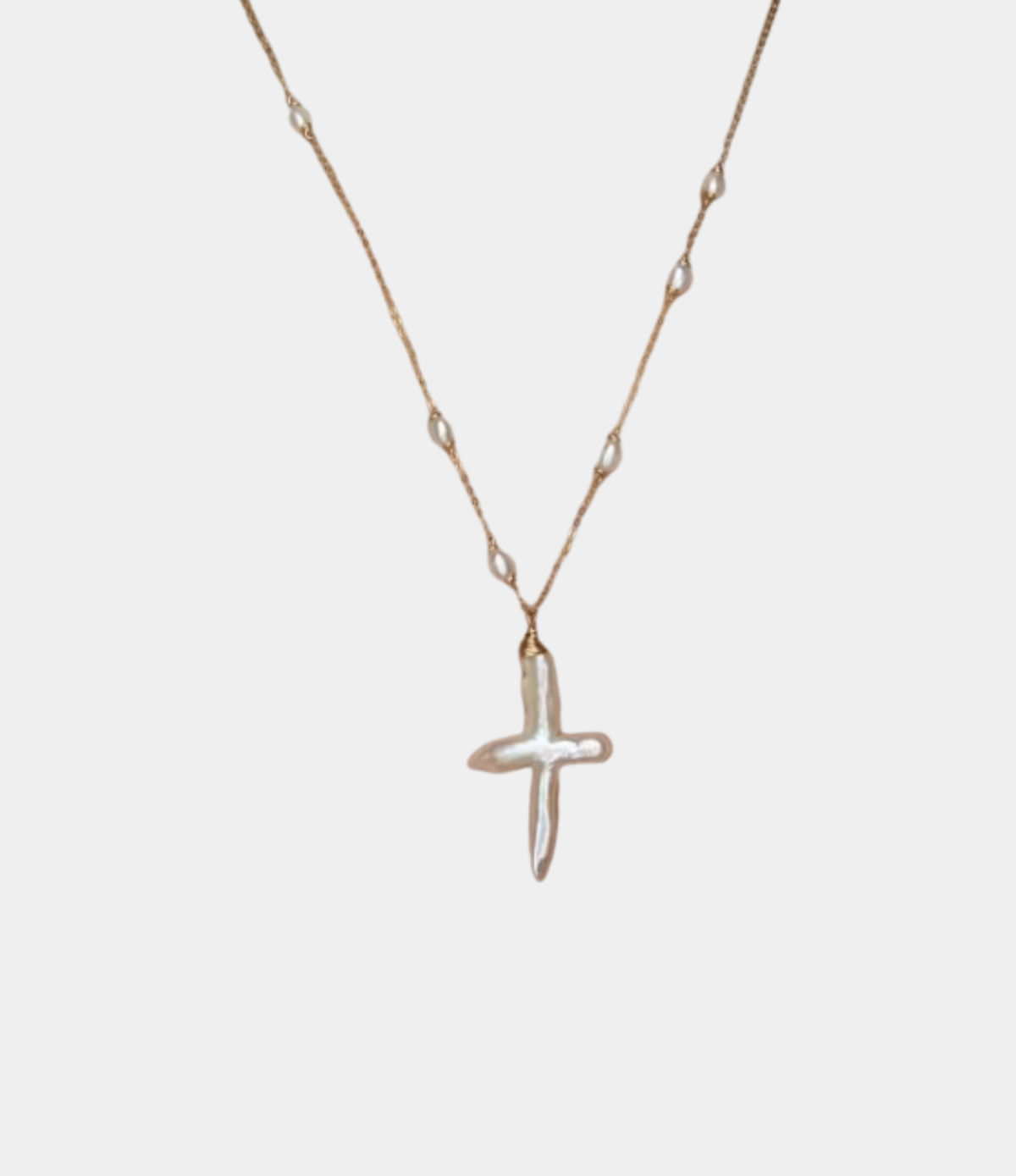 ANGEL PEARL CROSS NECKLACE