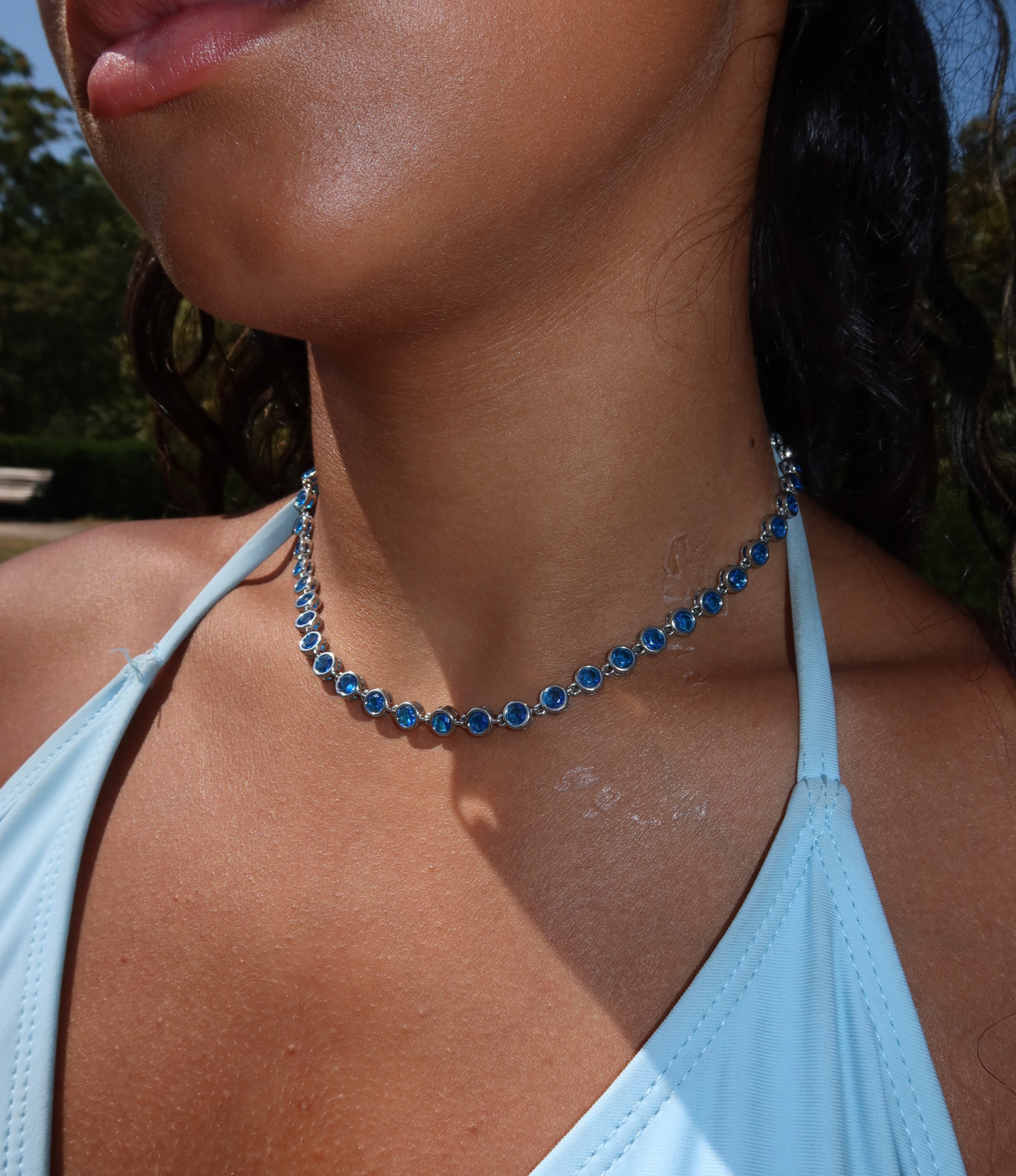 VIVIAN TENNIS NECKLACE IN BLUE