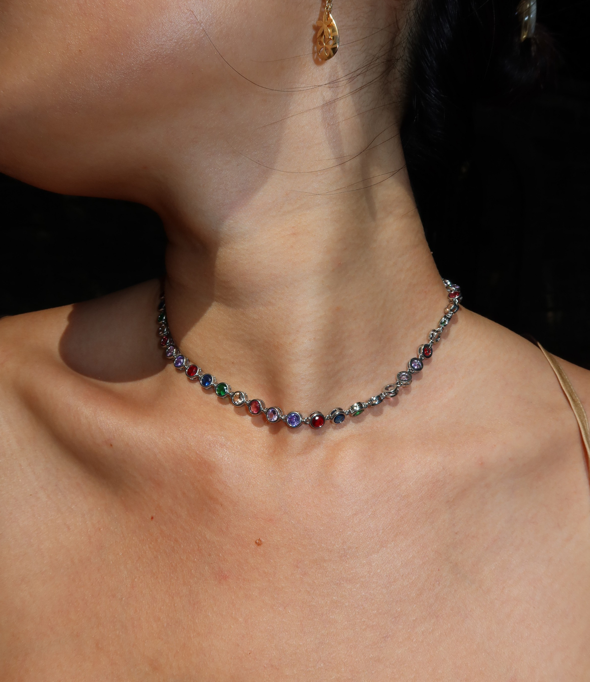 VIVIAN TENNIS NECKLACE IN MULTICOLOUR