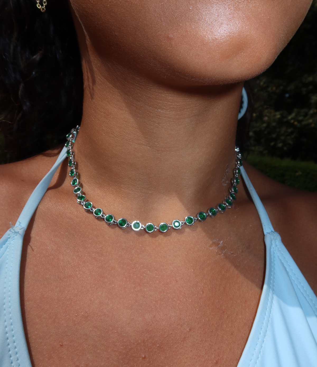 VIVIAN TENNIS NECKLACE IN GREEN