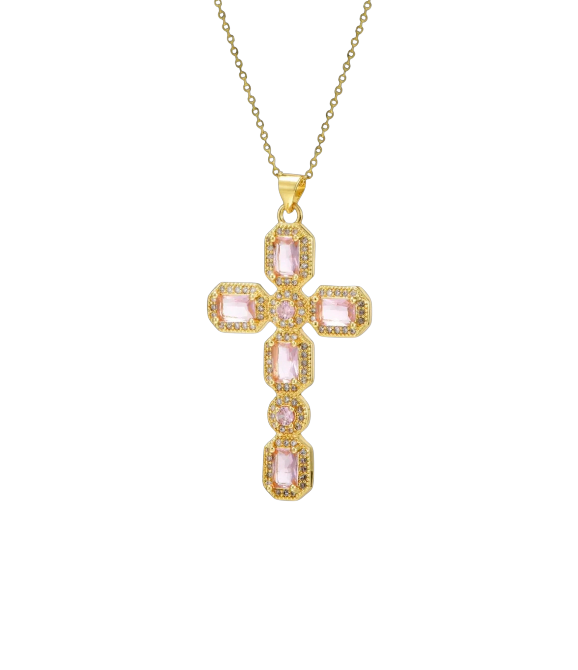 AMARA CROSS NECKLACE IN PINK