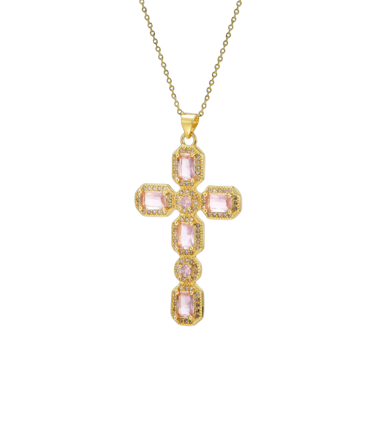 AMARA CROSS NECKLACE IN PINK
