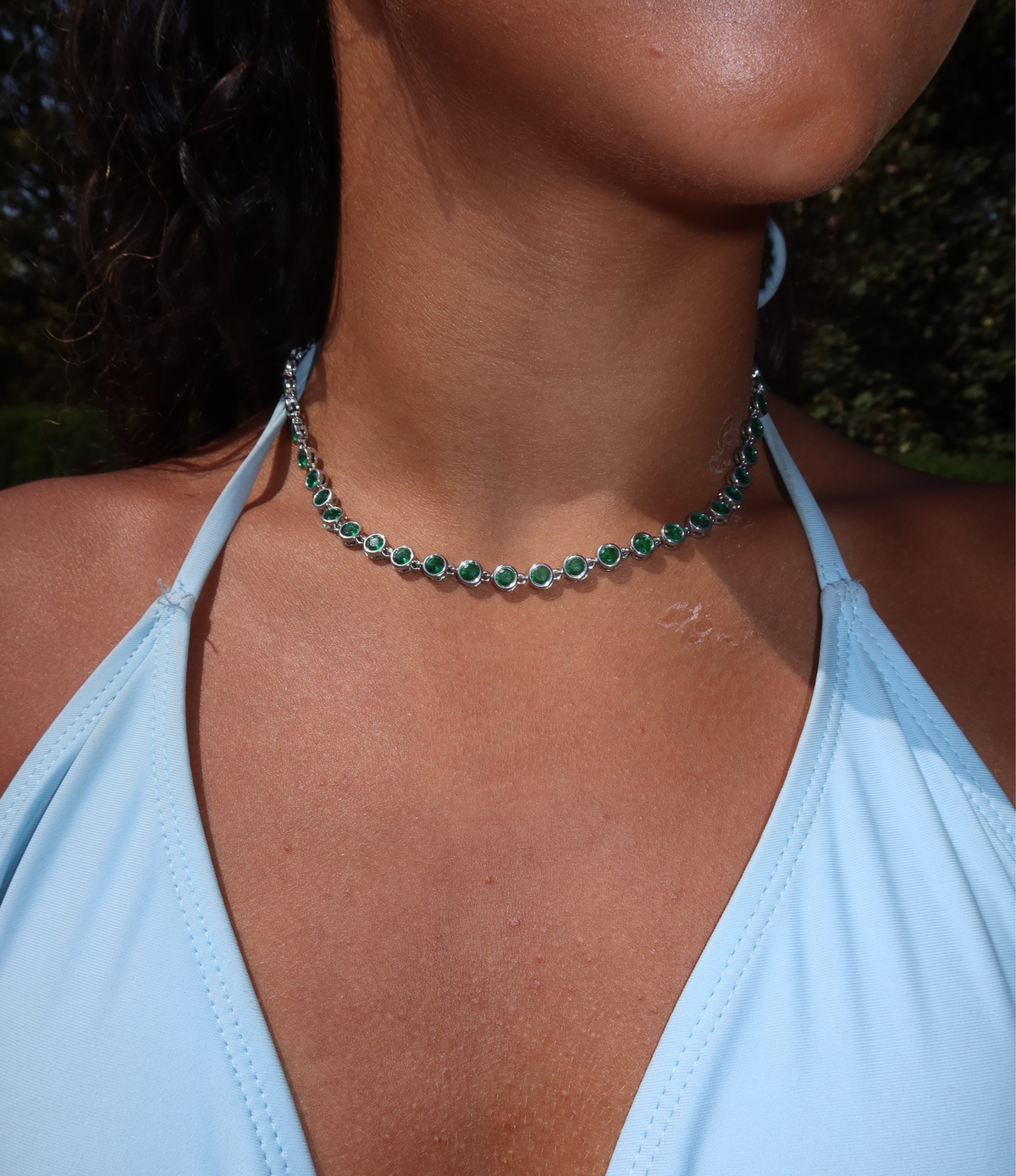 VIVIAN TENNIS NECKLACE IN GREEN