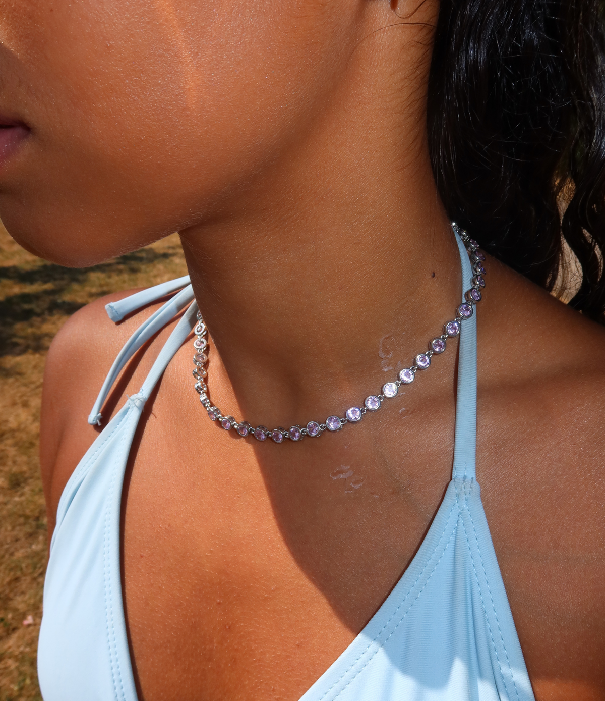 VIVIAN TENNIS NECKLACE IN PINK