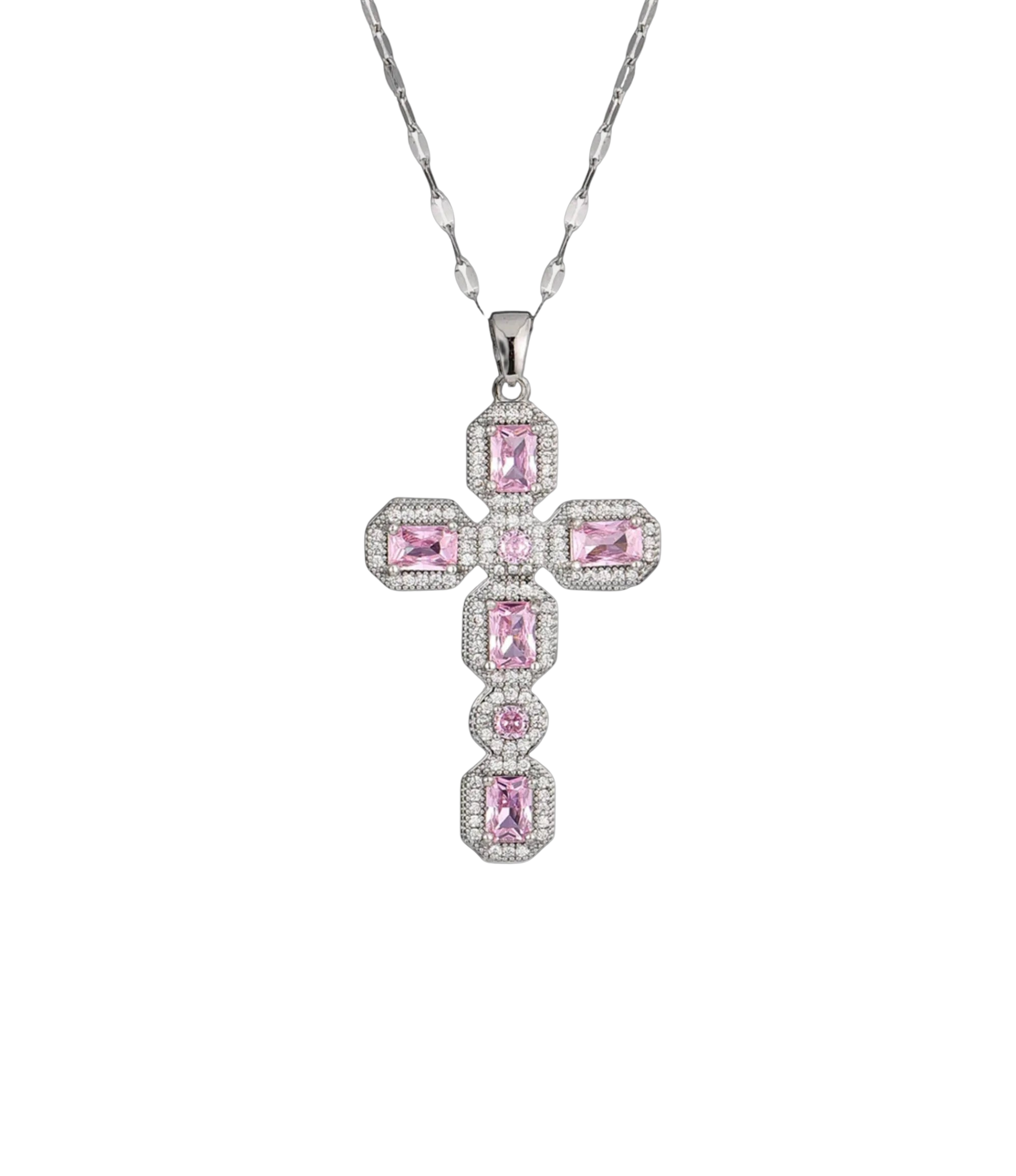 AMARA CROSS NECKLACE IN PINK