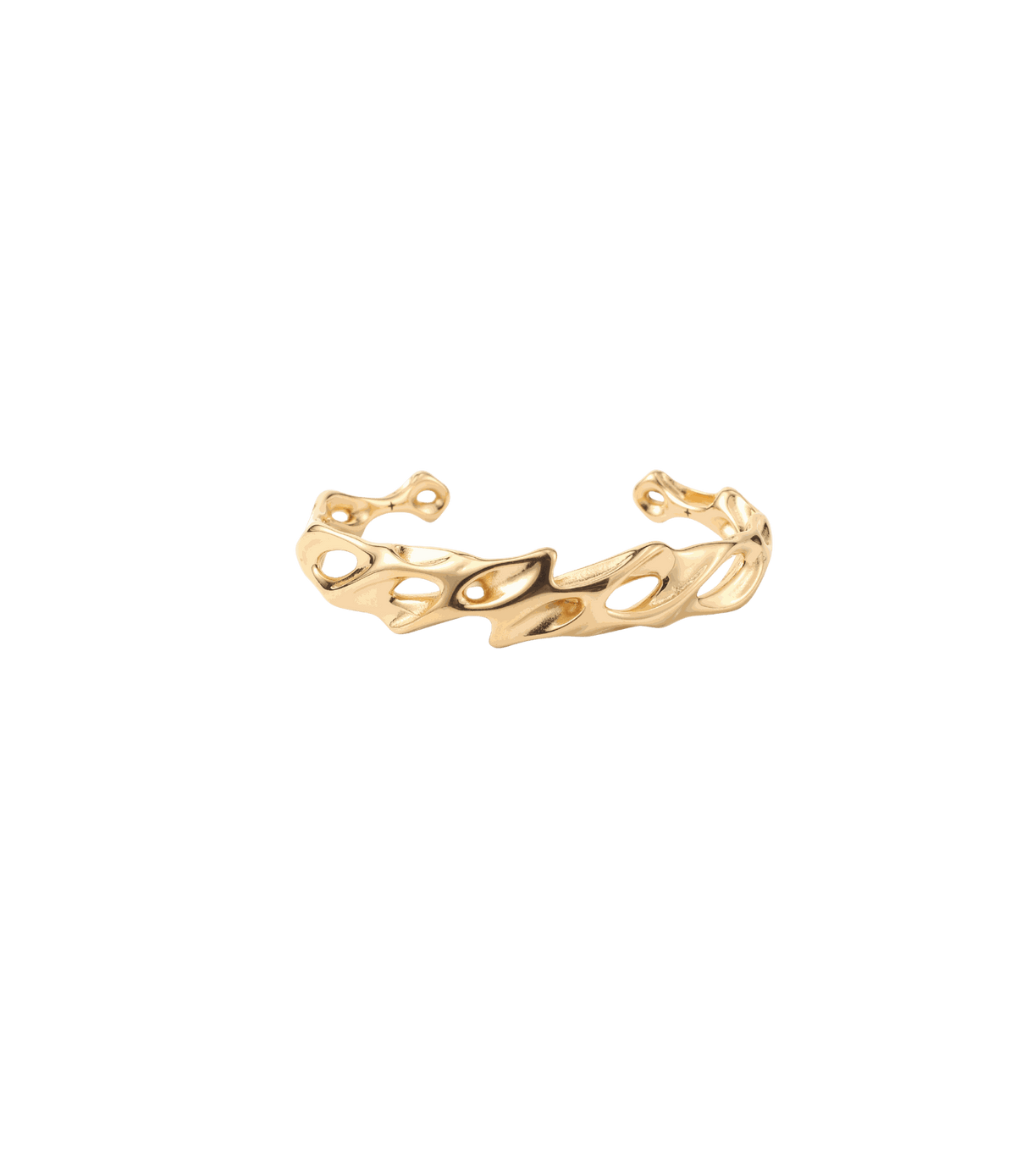 Gold-tone stainless steel Ares Bangle - Men’s Gold & Silver Stainless Steel Cuff, an open cuff with sculptural cut-outs.