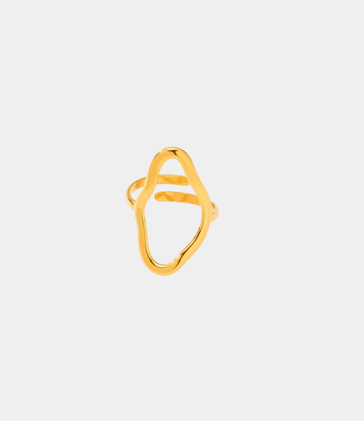 Blair Ring in polished gold-tone metal with an open, irregular loop design and adjustable band