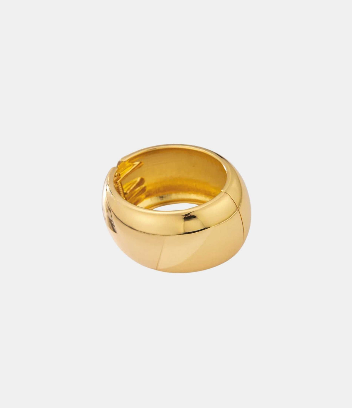 CAMILLA BANGLE in polished gold-tone metal, with a wide, smooth rounded band and sculptural shape