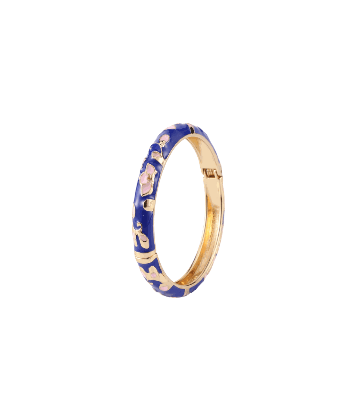 Bangle bracelet, DAHLIA BANGLE IN PURPLE, with a glossy purple enamel band and gold-tone floral detailing.