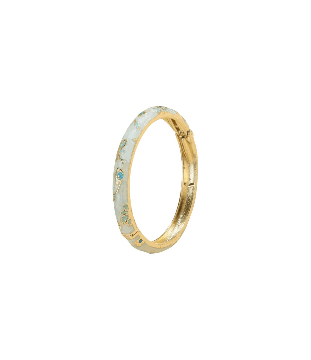 Fairy Enamel Bangle in Blue, gold-tone cloisonné with pale blue enamel and delicate floral detailing on a slim band.