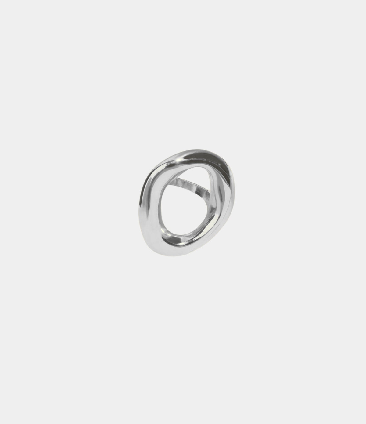 Gilded Gala Ring, polished silver-tone metal statement ring with an open, sculptural loop design and smooth finish.