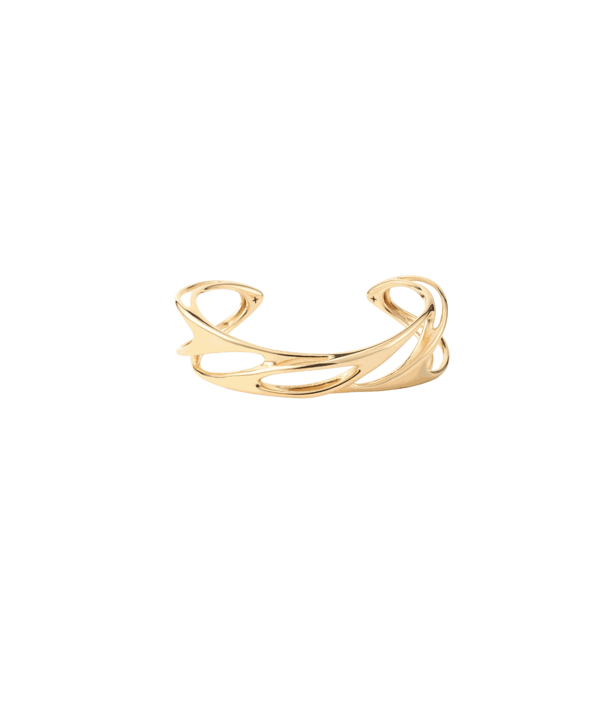 Nero Bangle - Men’s Gold & Silver Stainless Steel Cuff, sculptural gold-tone open cuff with fluid, looping lines