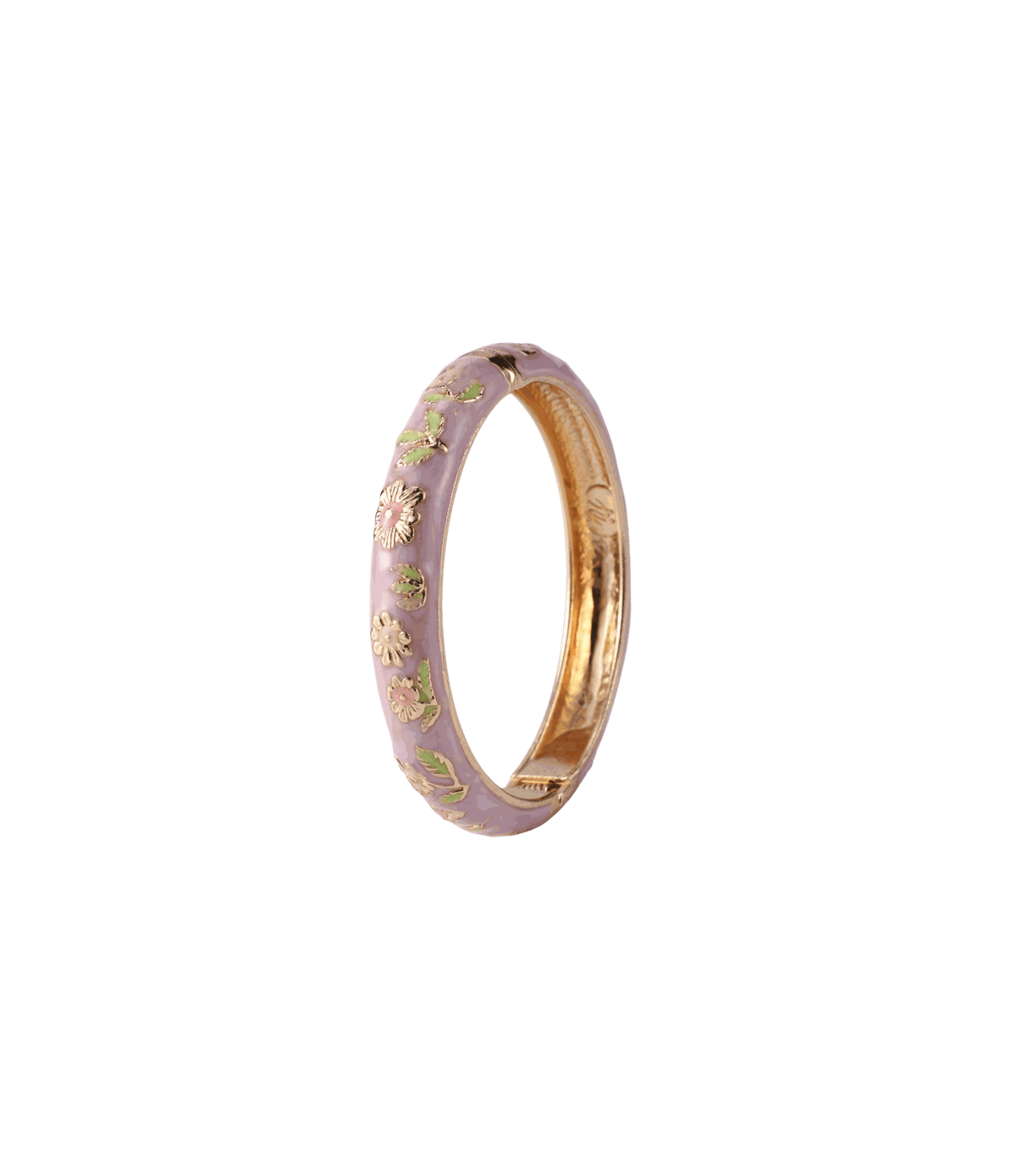 Poppy Enamel Bangle In Lilac - Chinese cloisonné bangle with lilac enamel, gold-tone interior and raised floral details