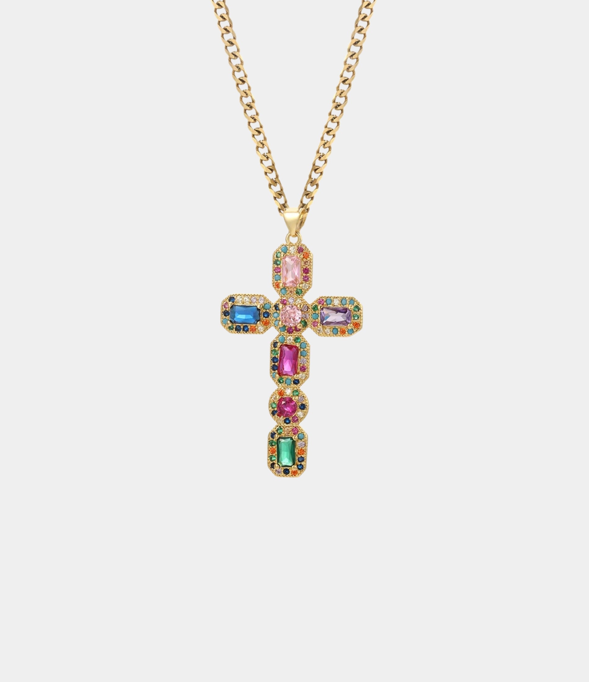 BLYTHE CROSS NECKLACE IN MULTICOLOUR