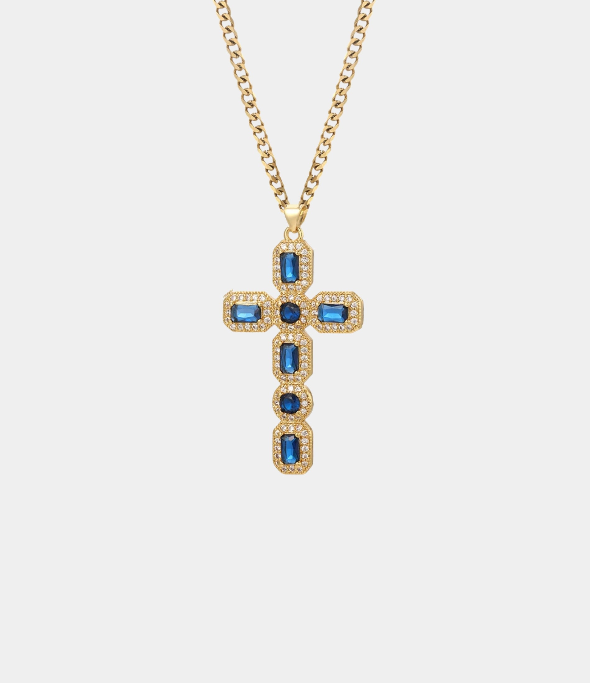BLYTHE CROSS NECKLACE IN BLUE