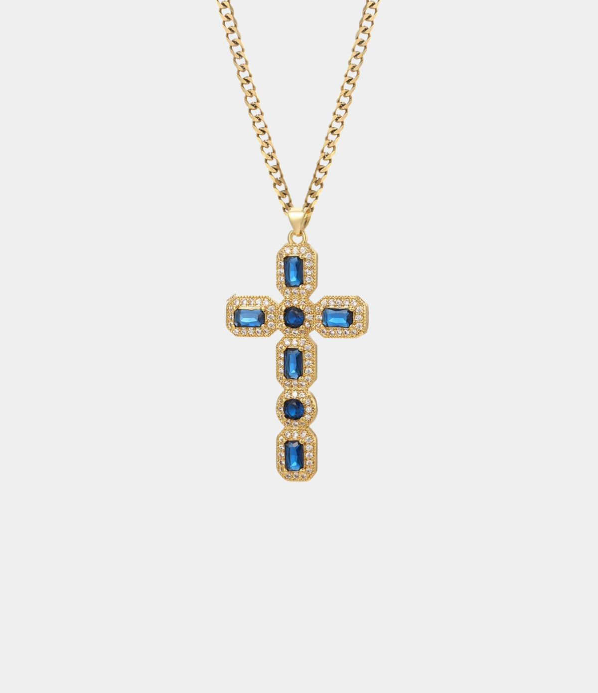BLYTHE CROSS NECKLACE IN BLUE